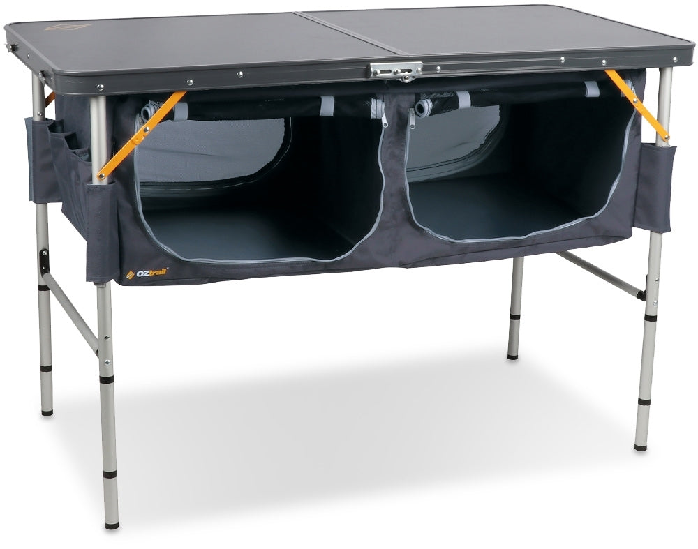 OZTRAIL FOLDING TABLE WITH STORAGE