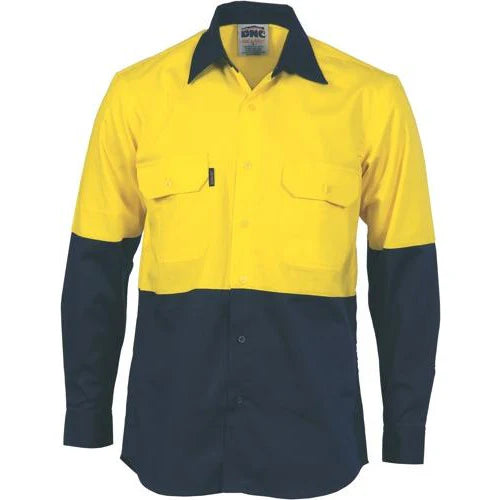 HiVis 2 Tone Cool-Breeze Cotton Shirt - Long Sleeve 3840 Y/N