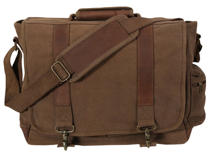 Vintage Canvas Pathfinder Laptop Bag With Leather Accents