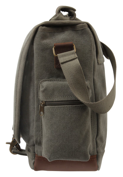 Vintage Canvas Pathfinder Laptop Bag With Leather Accents