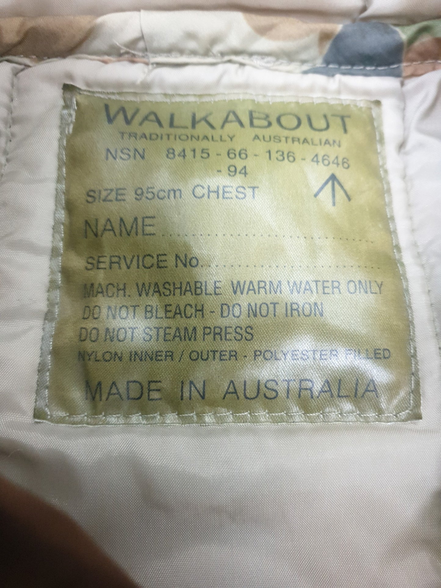 ORIGINAL AUSTRALIAN ARMY DPCU PADDED VEST